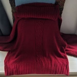 Red cowl neck sweater